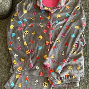 P.J Salvage Two-Piece fleece “Emoji” Pajamas